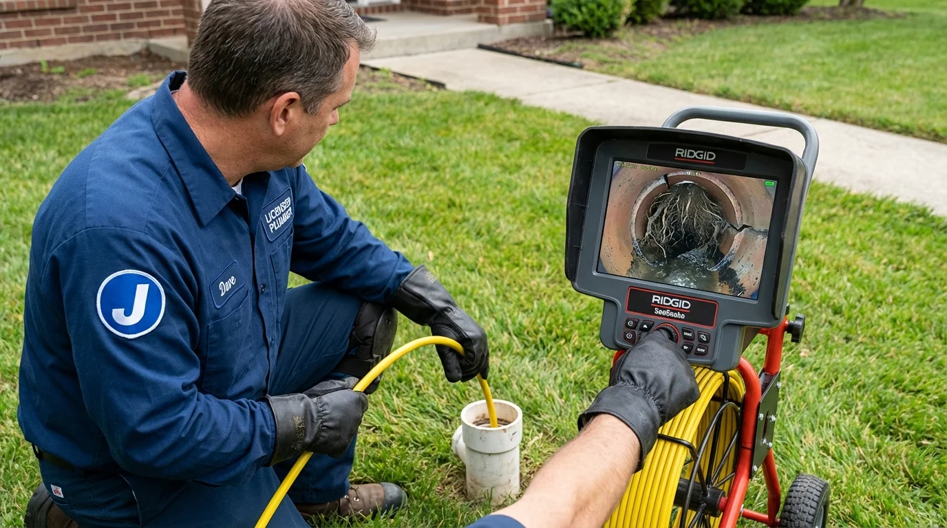 Sewer camera inspection being performed by Johns Plumbing LLC in Altamont