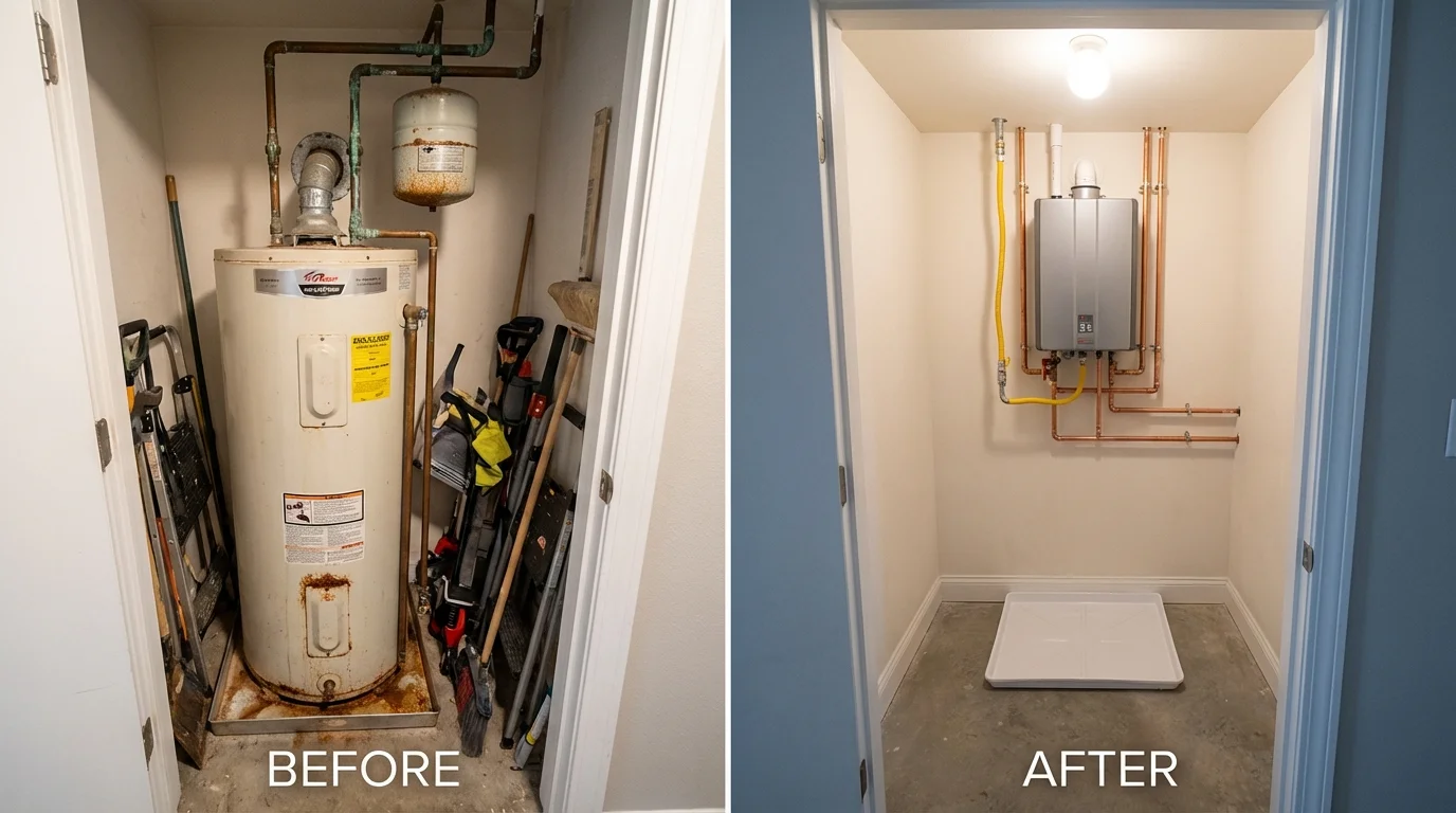 Tank water heater versus wall-mounted tankless unit comparison for Altamont, KS homeowners
